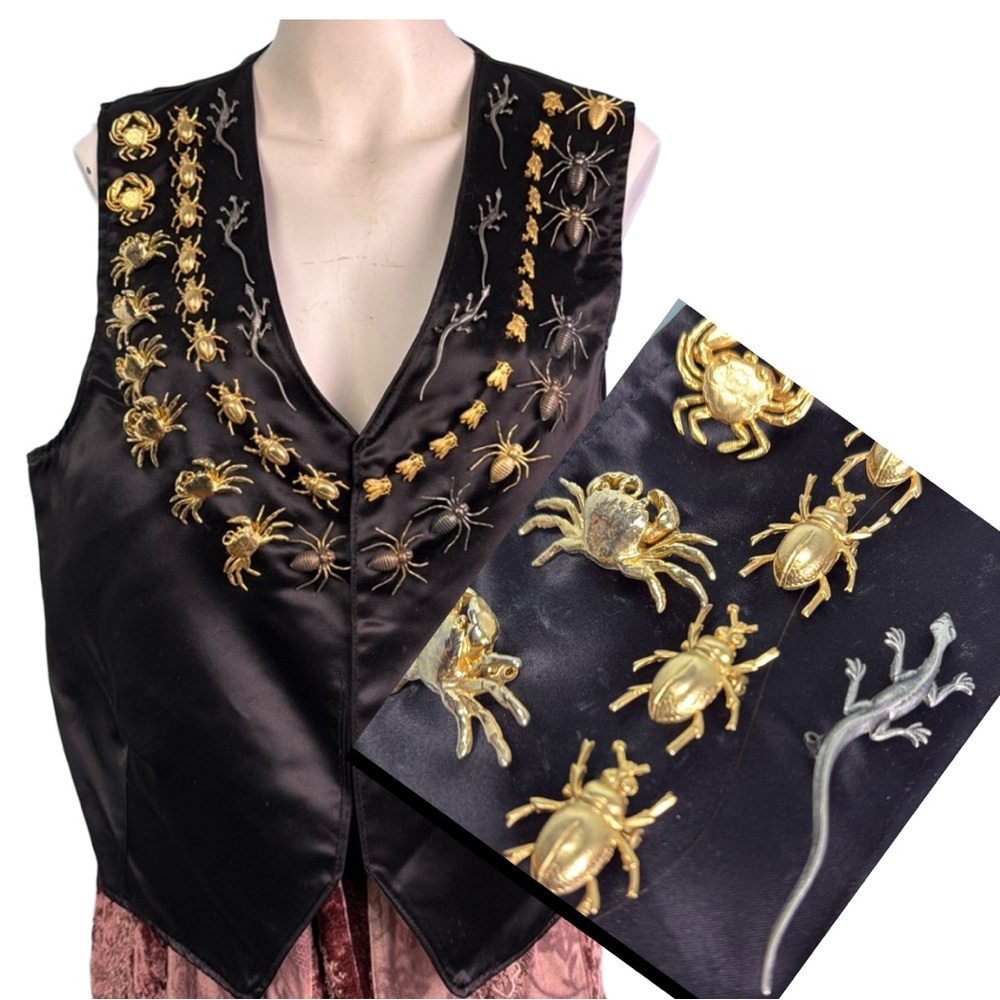 Custom vintage insect lizard scarab crab be spider vest large